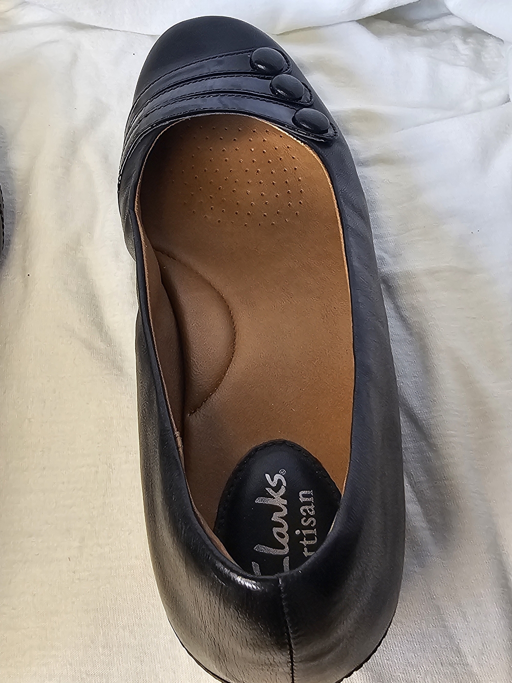 Clarks Artisan black leather "Concert Drum" Ballet Flats Slip On - Picture 8 of 11